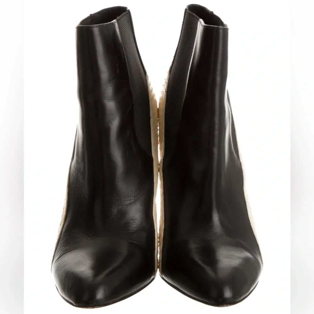 Rachel Zoe Gael Leather Snakeskin Trimmed Pointed-Toe Booties, Size 9